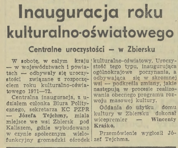 gazeta krakowska 1971 09 29   inauguracja roku kulturalno oswiatowego w zbiersku