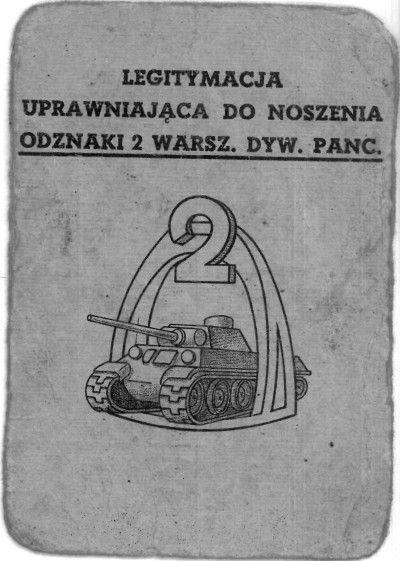 legitymacja 2 warszawska dywizja pancerna 1